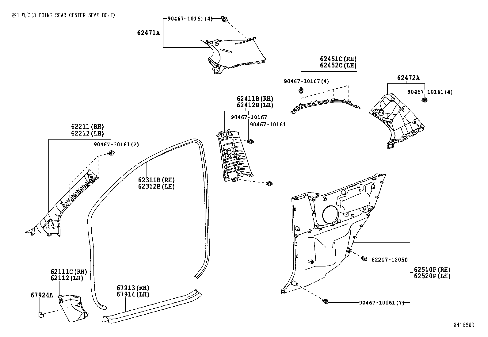 62170-52024 AIR BAG ASSY, CURTAIN SHIELD, RH product image