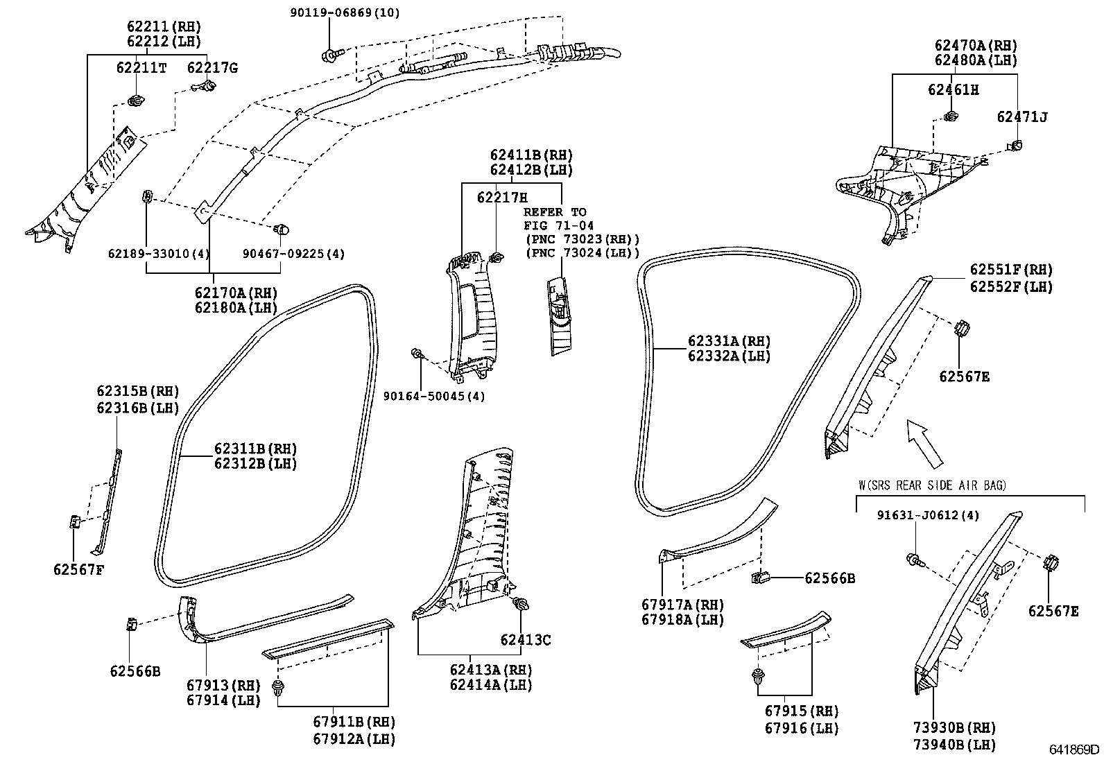 62170-33050 AIR BAG ASSY, CURTAIN SHIELD, RH product image