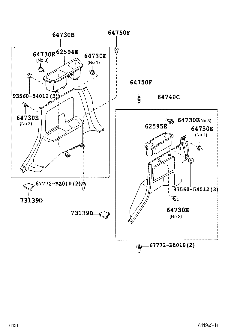 90044-68346 CLIP (FOR ROOF SIDE, INNER UPPER GARNISH) product image
