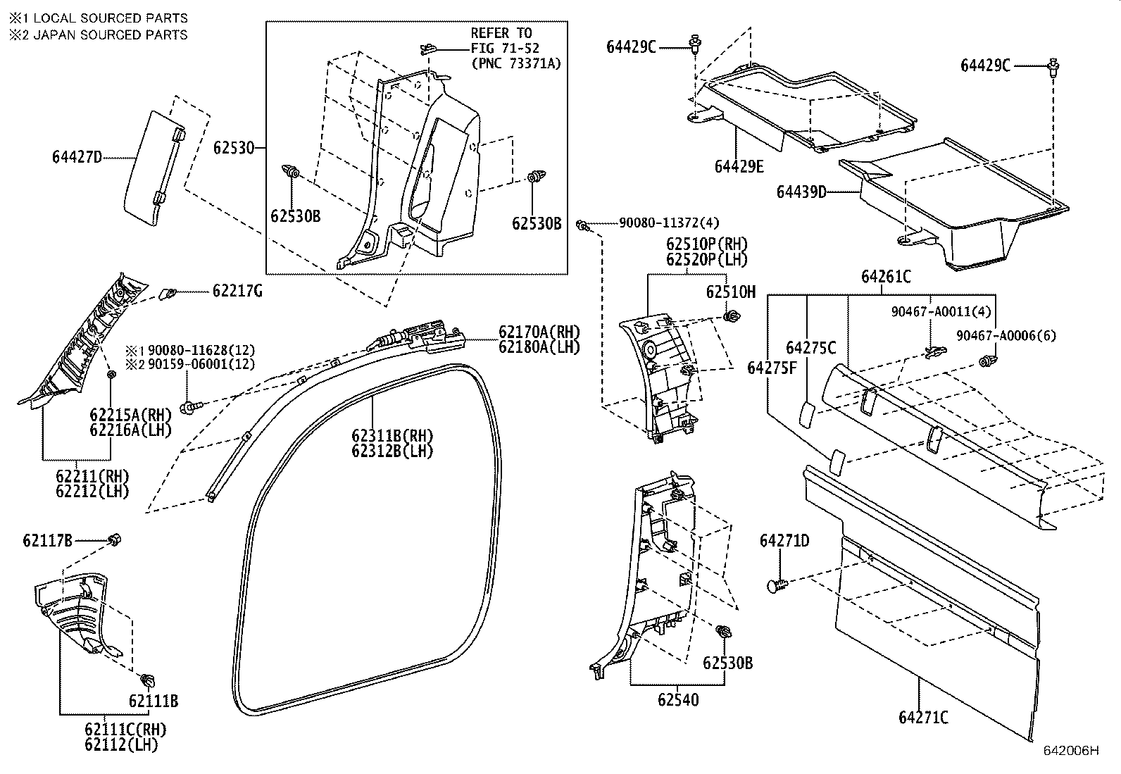 62170-0C090 AIR BAG ASSY, CURTAIN SHIELD, RH product image