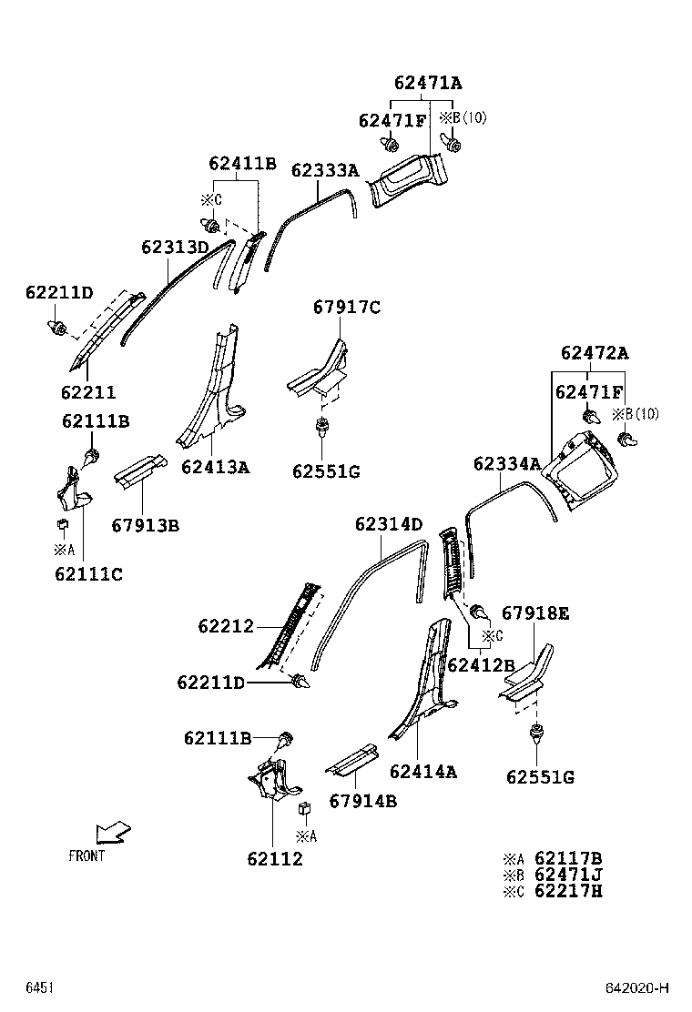 62217-B2020 CLIP (FOR ROOF SIDE, INNER UPPER GARNISH) product image