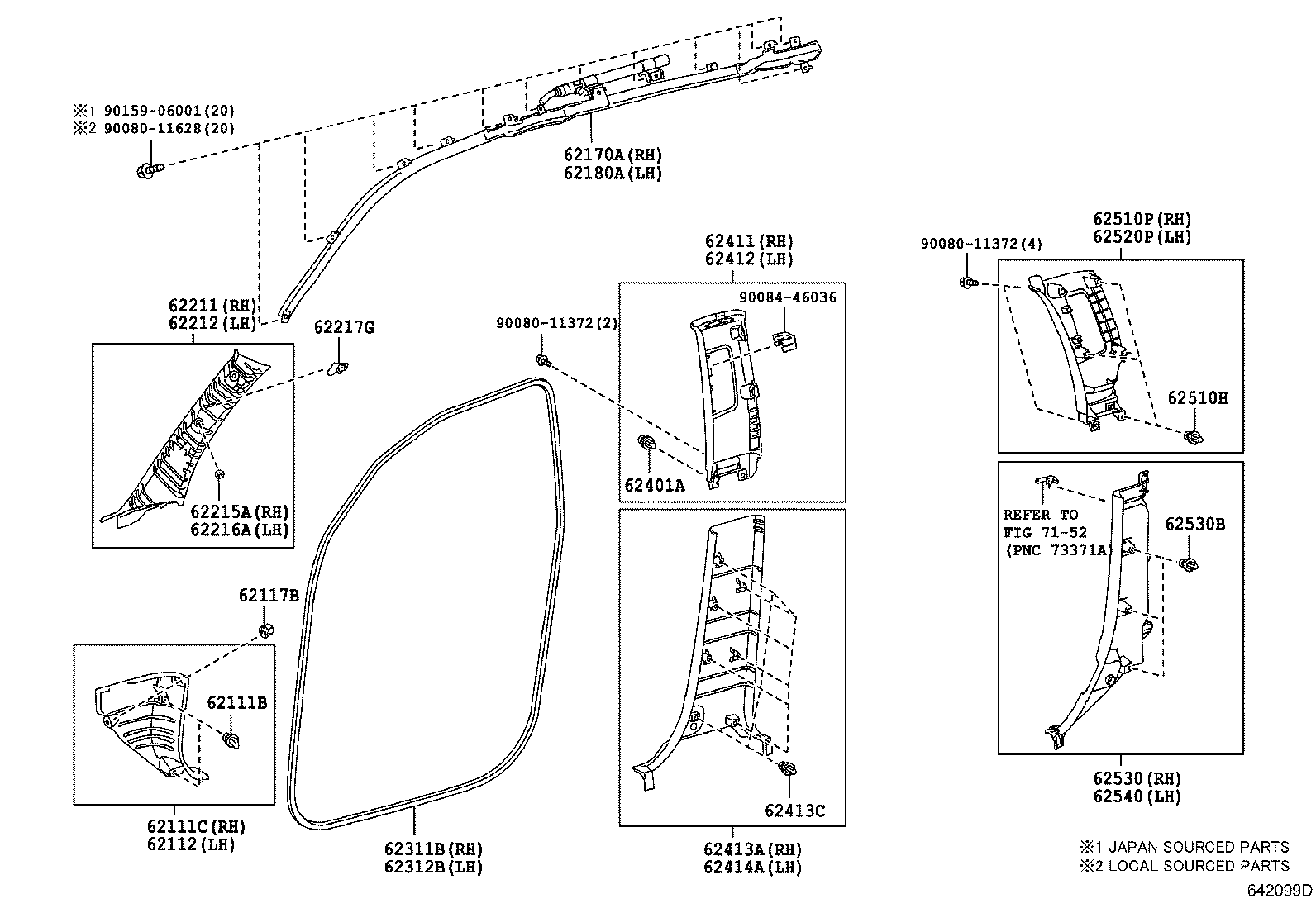 62170-0C090 AIR BAG ASSY, CURTAIN SHIELD, RH product image
