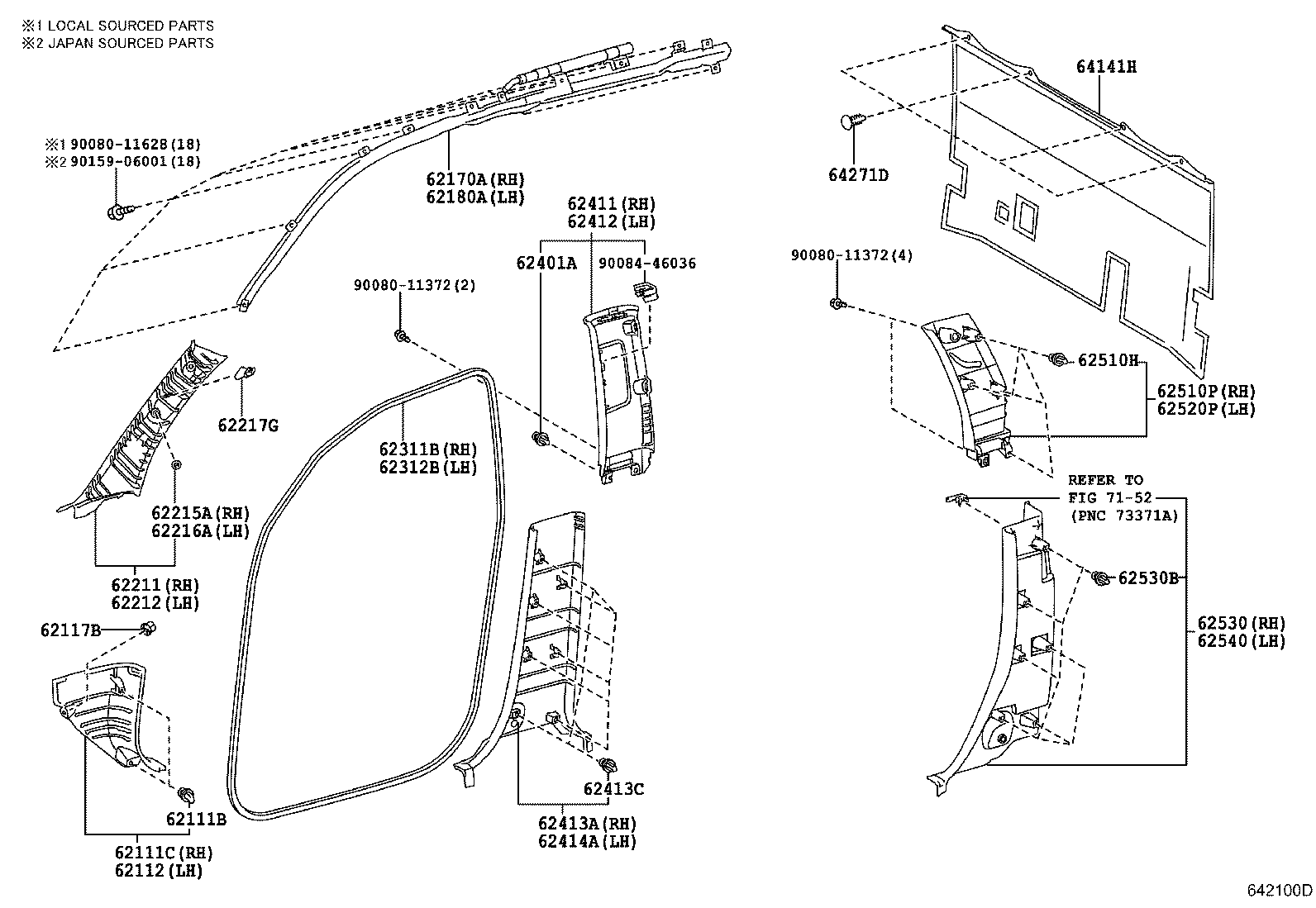 62170-0C090 AIR BAG ASSY, CURTAIN SHIELD, RH product image