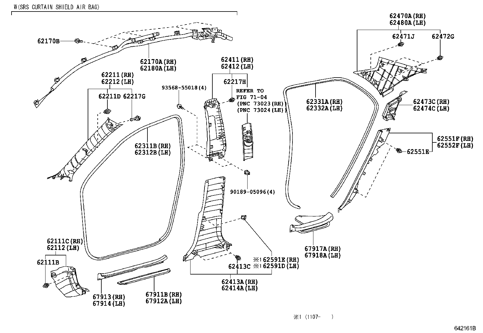 62170-02080 AIR BAG ASSY, CURTAIN SHIELD, RH product image