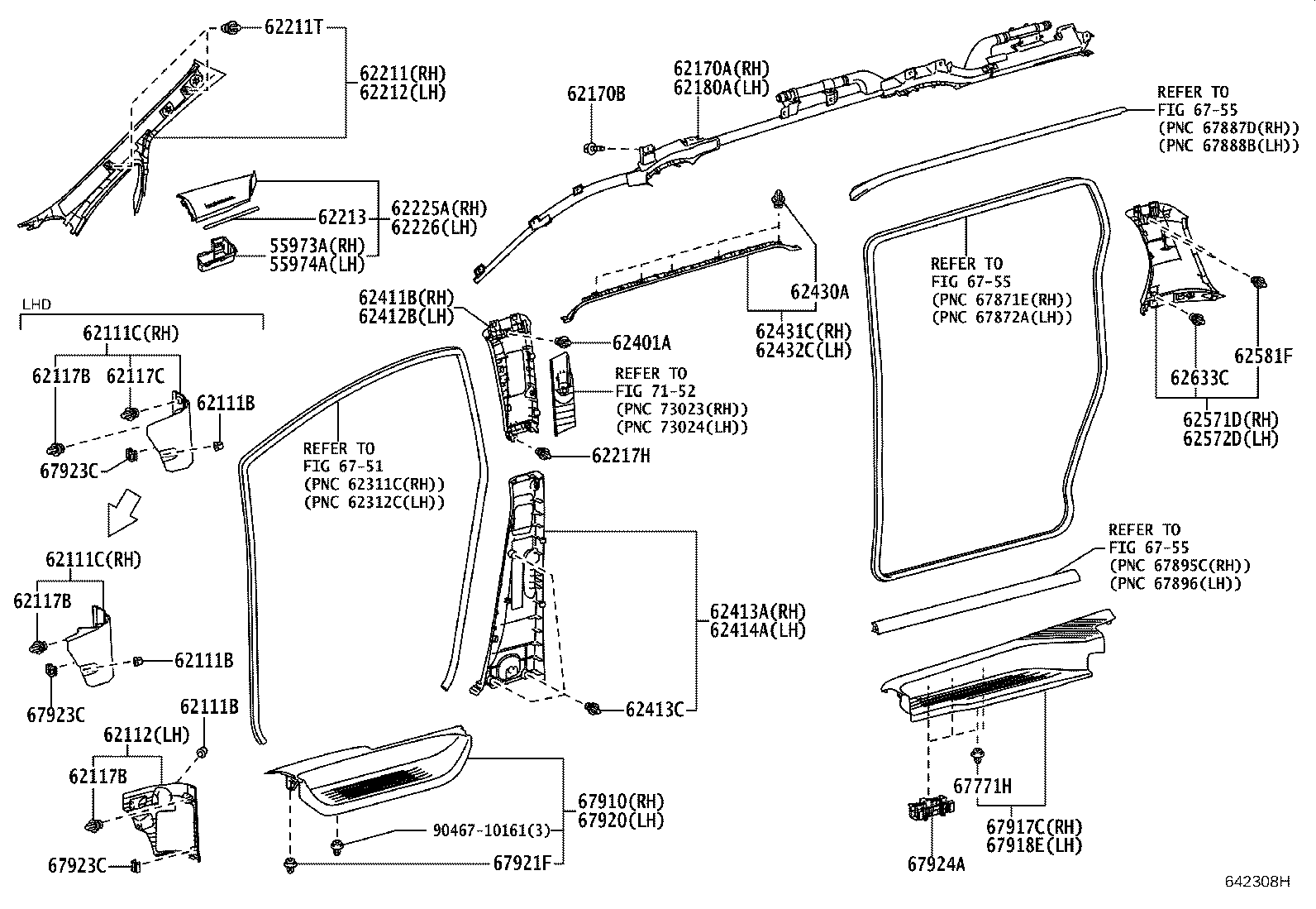 62170-58020 AIR BAG ASSY, CURTAIN SHIELD, RH product image