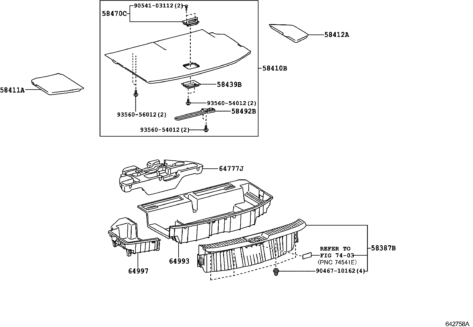 64367-72010 SUSPENDER, PACKAGE TRAY TRIM product image
