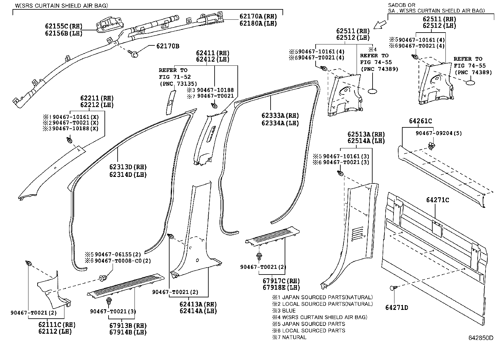 62170-0K050 AIR BAG ASSY, CURTAIN SHIELD, RH product image