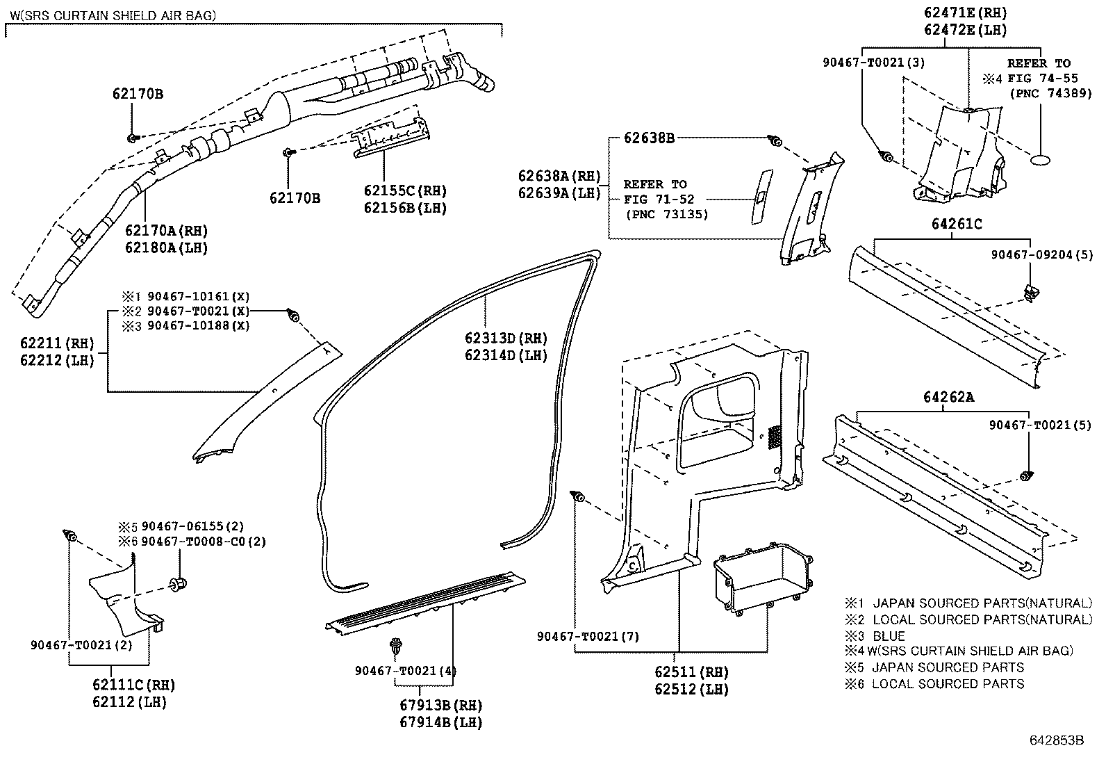 62170-0K050 AIR BAG ASSY, CURTAIN SHIELD, RH product image