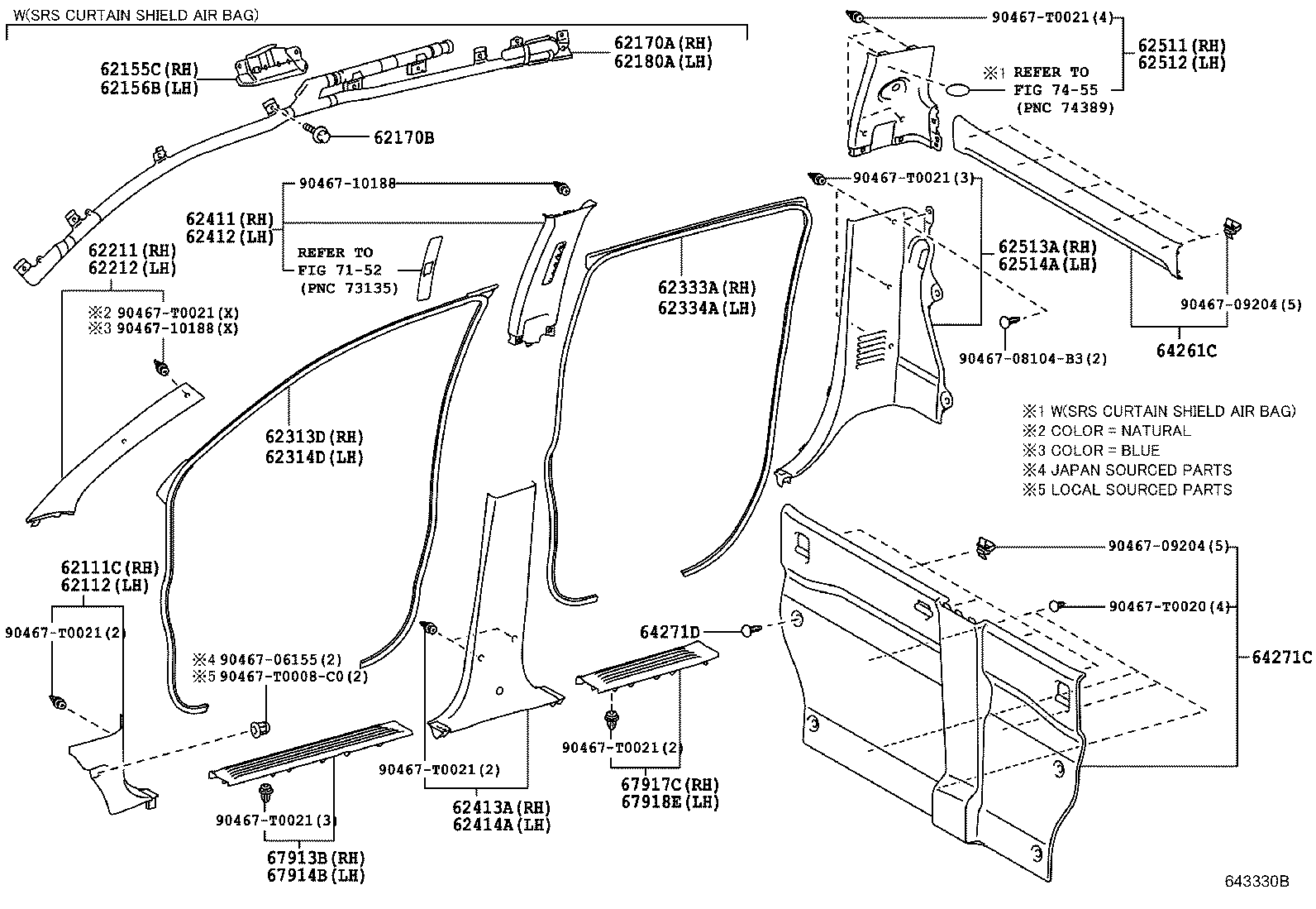 62170-0K050 AIR BAG ASSY, CURTAIN SHIELD, RH product image