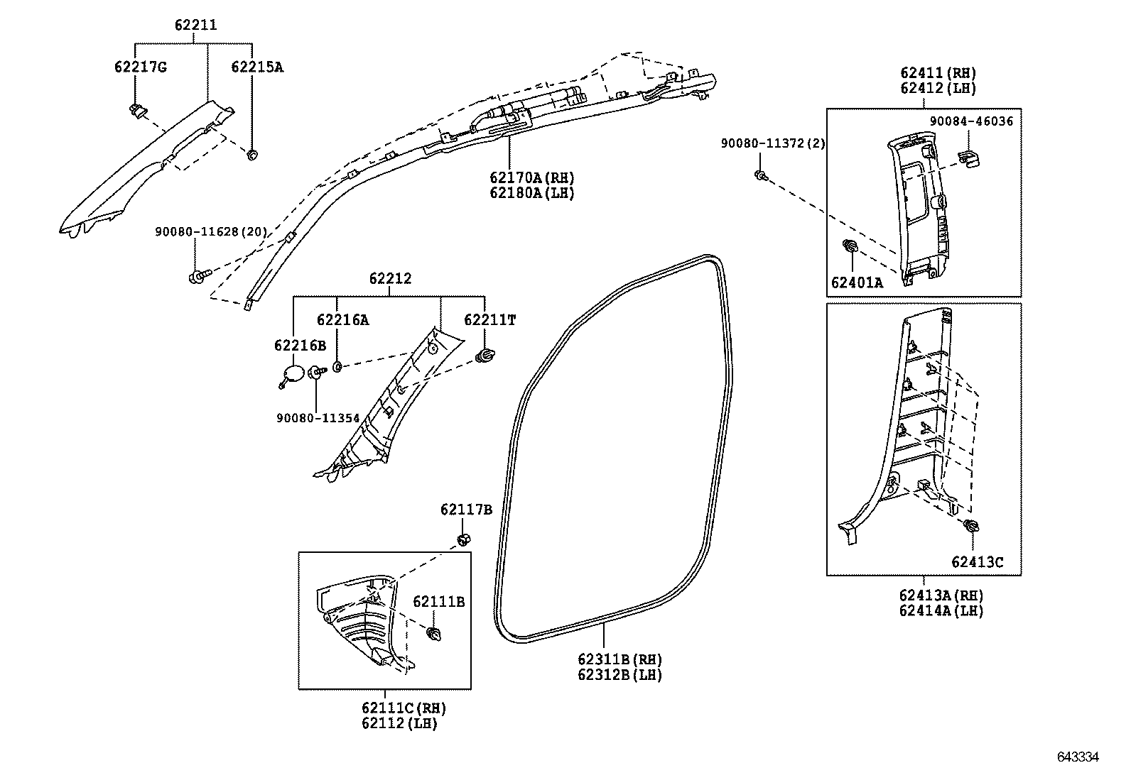 62170-0C090 AIR BAG ASSY, CURTAIN SHIELD, RH product image