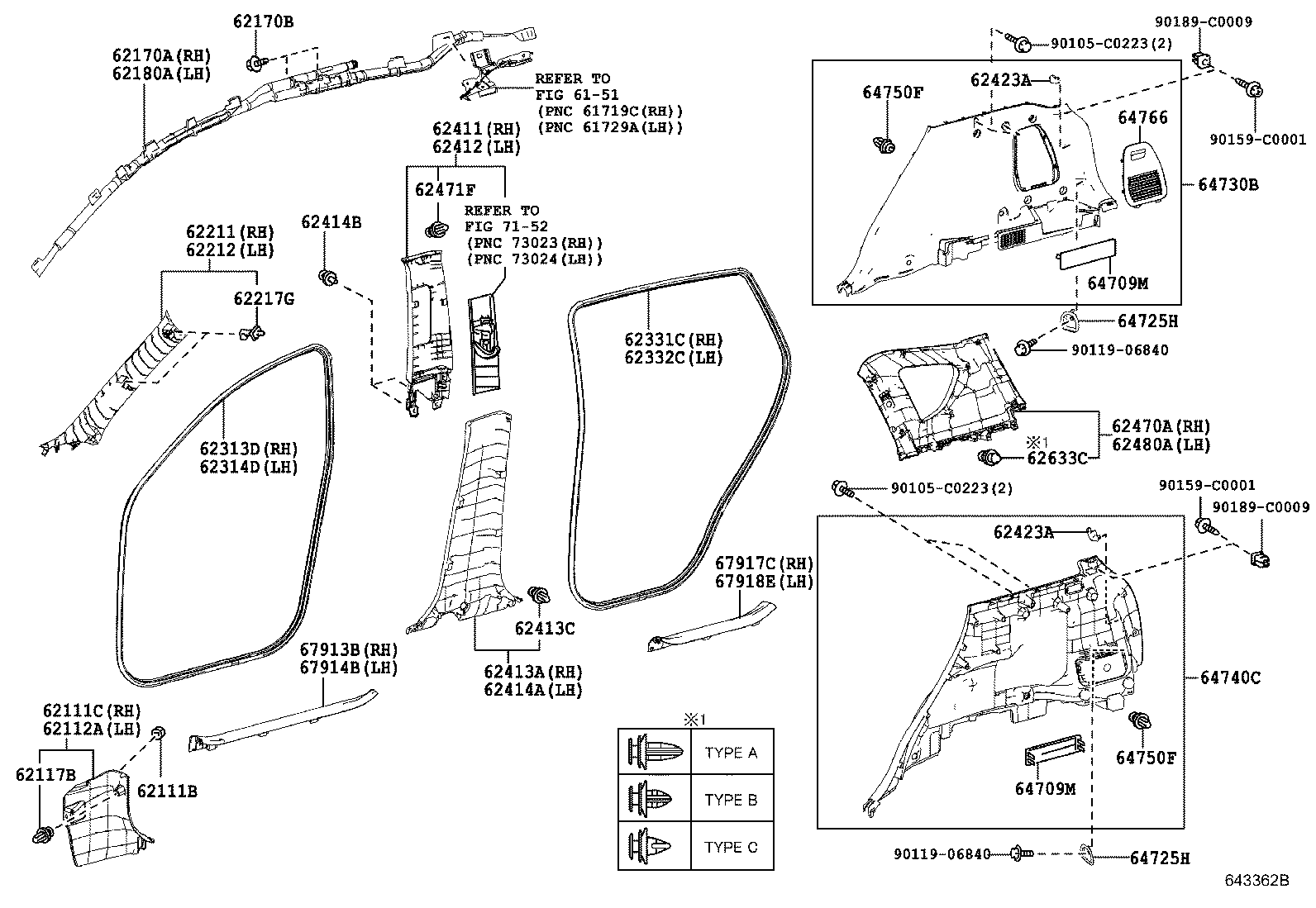 62170-0R050 AIR BAG ASSY, CURTAIN SHIELD, RH product image
