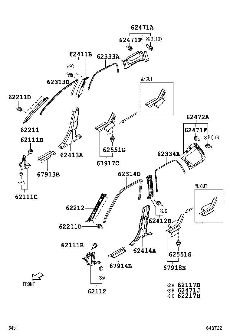 62217-B2020 CLIP (FOR ROOF SIDE, INNER UPPER GARNISH) product image
