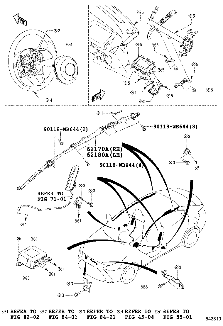 62170-WB003 AIR BAG ASSY, CURTAIN SHIELD, RH product image