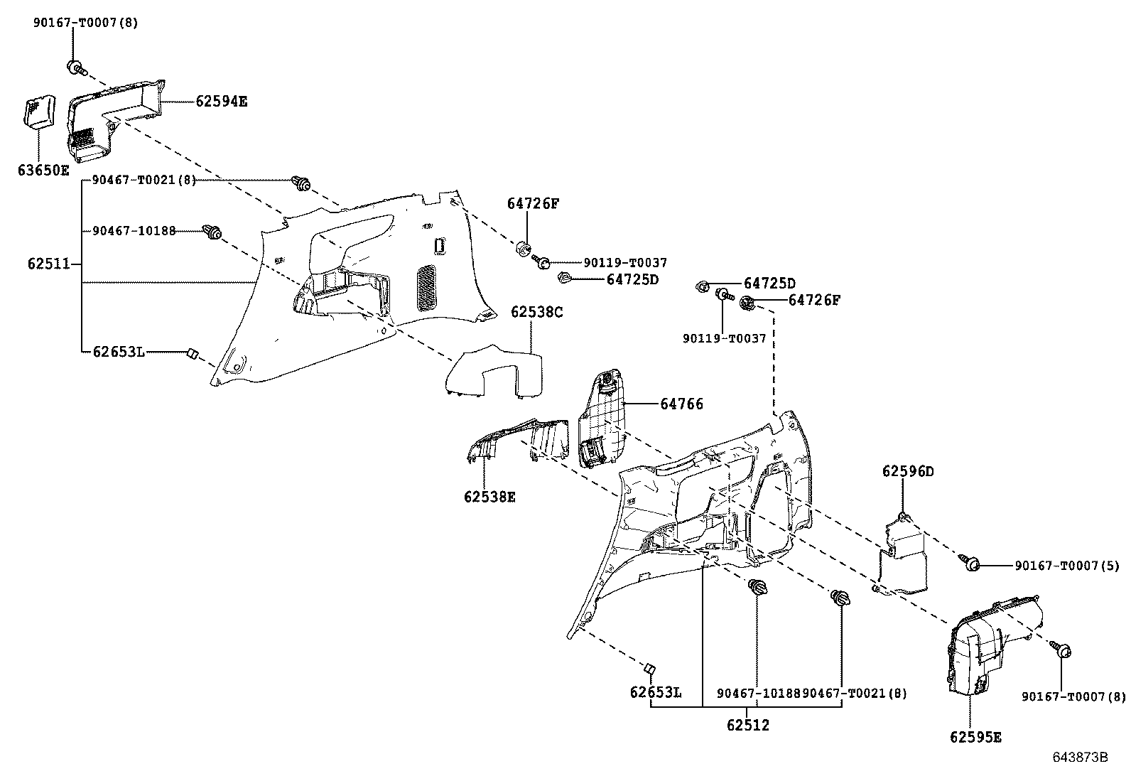 62170-0K140 AIR BAG ASSY, CURTAIN SHIELD, RH product image
