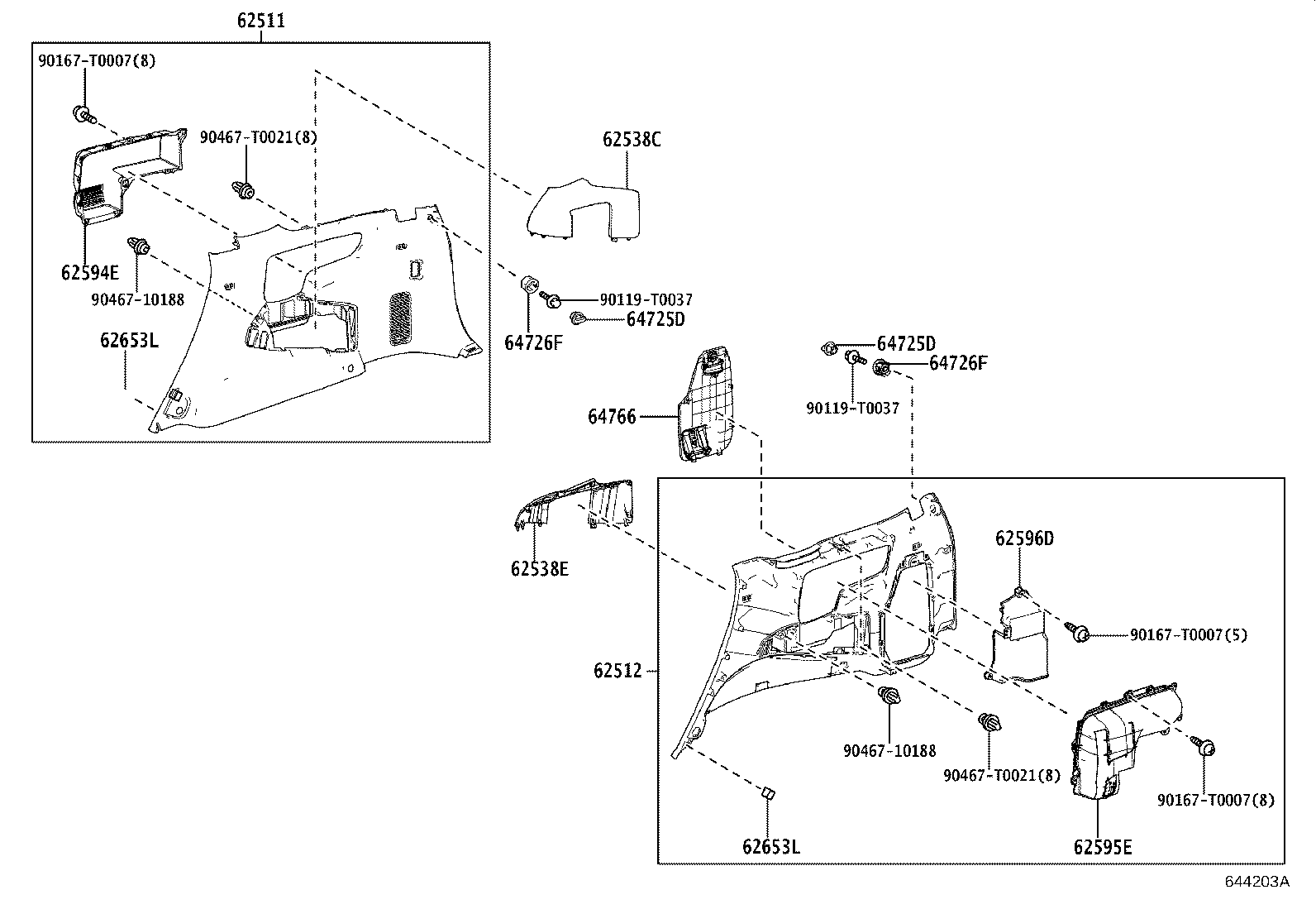 62170-0K140 AIR BAG ASSY, CURTAIN SHIELD, RH product image