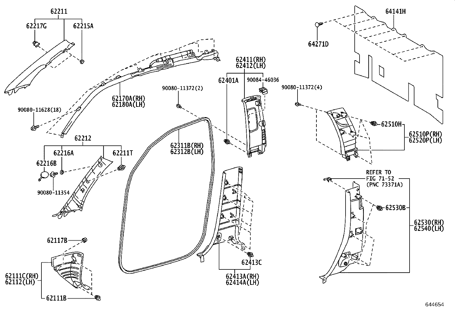 62170-0C090 AIR BAG ASSY, CURTAIN SHIELD, RH product image