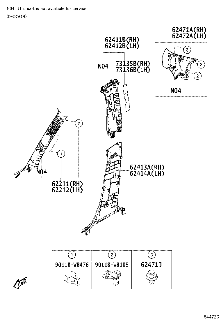 62170-WB003 AIR BAG ASSY, CURTAIN SHIELD, RH product image