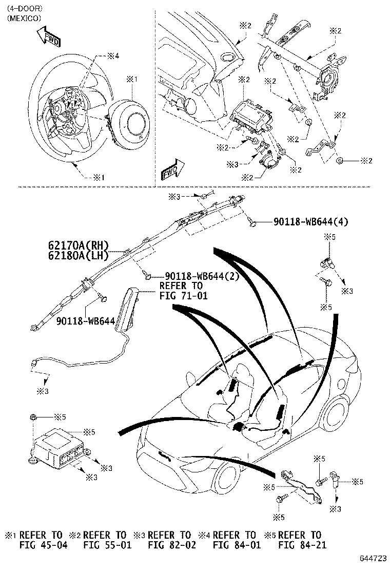 62170-WB003 AIR BAG ASSY, CURTAIN SHIELD, RH product image