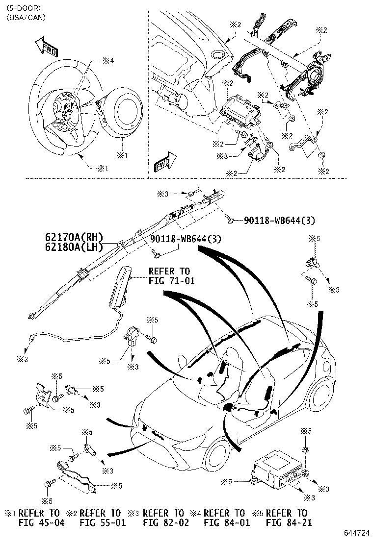 62170-WB003 AIR BAG ASSY, CURTAIN SHIELD, RH product image