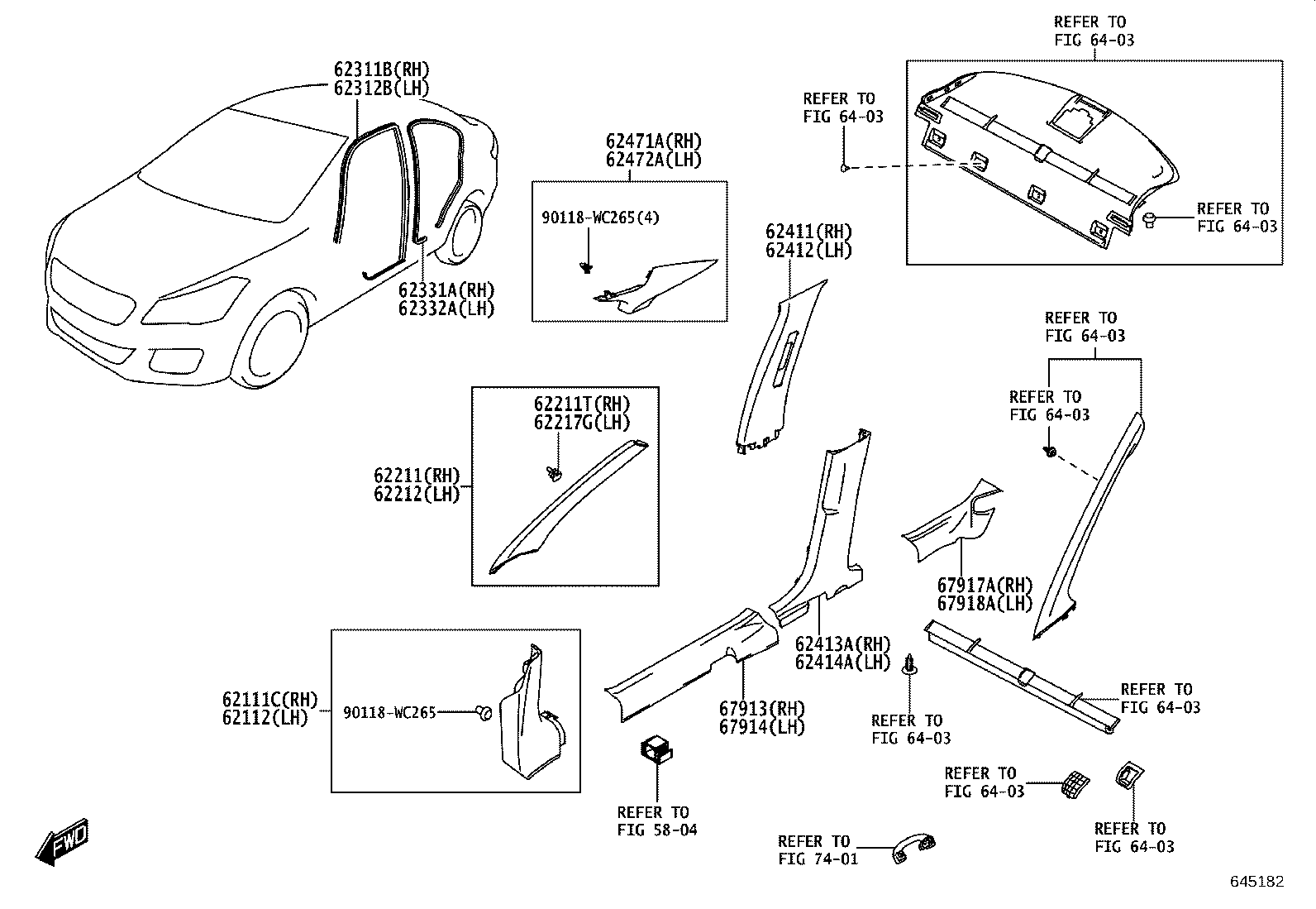 62331-WC003 WEATHERSTRIP, REAR DOOR OPENING TRIM, RH product image