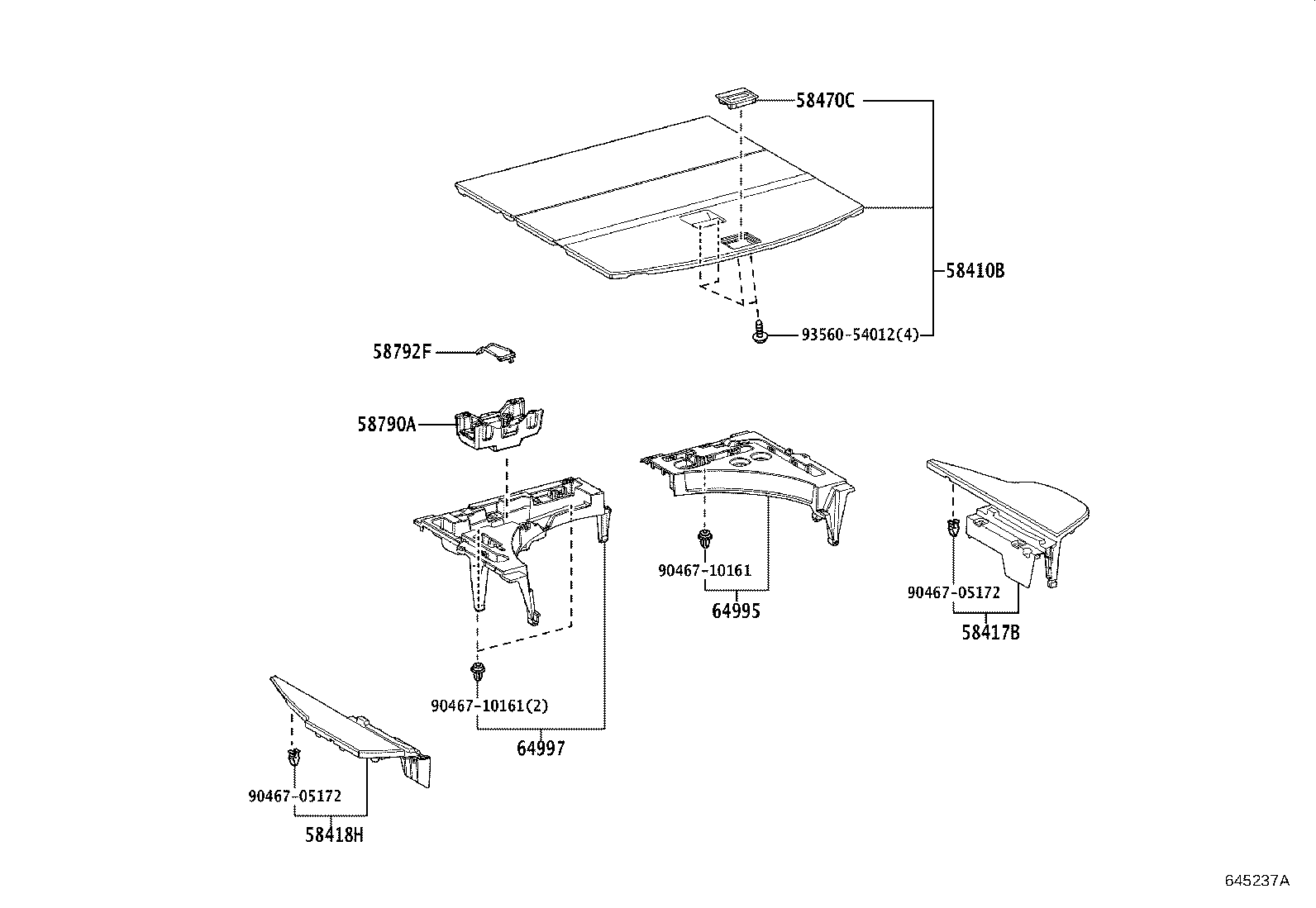 61653-78020 BRACKET, DECK SIDE TRIM, RH product image