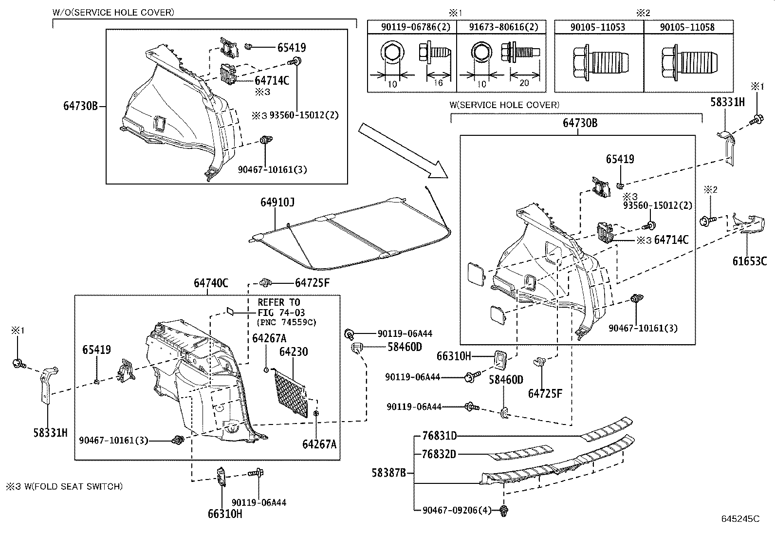 61653-78020 BRACKET, DECK SIDE TRIM, RH product image