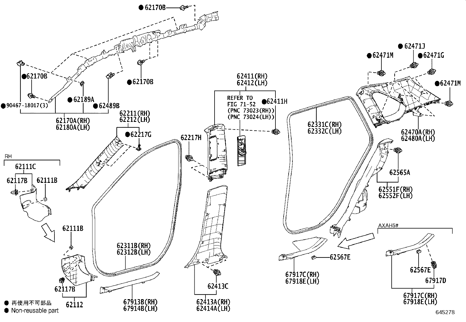 62170-42071 AIR BAG ASSY, CURTAIN SHIELD, RH product image