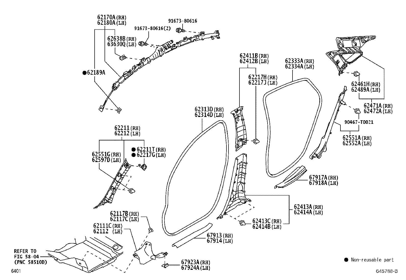 62170-BZ130 AIR BAG ASSY, CURTAIN SHIELD, RH product image