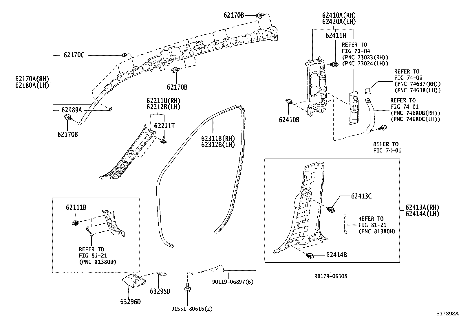 62332-40070 WEATHERSTRIP, REAR DOOR OPENING TRIM, LH product image
