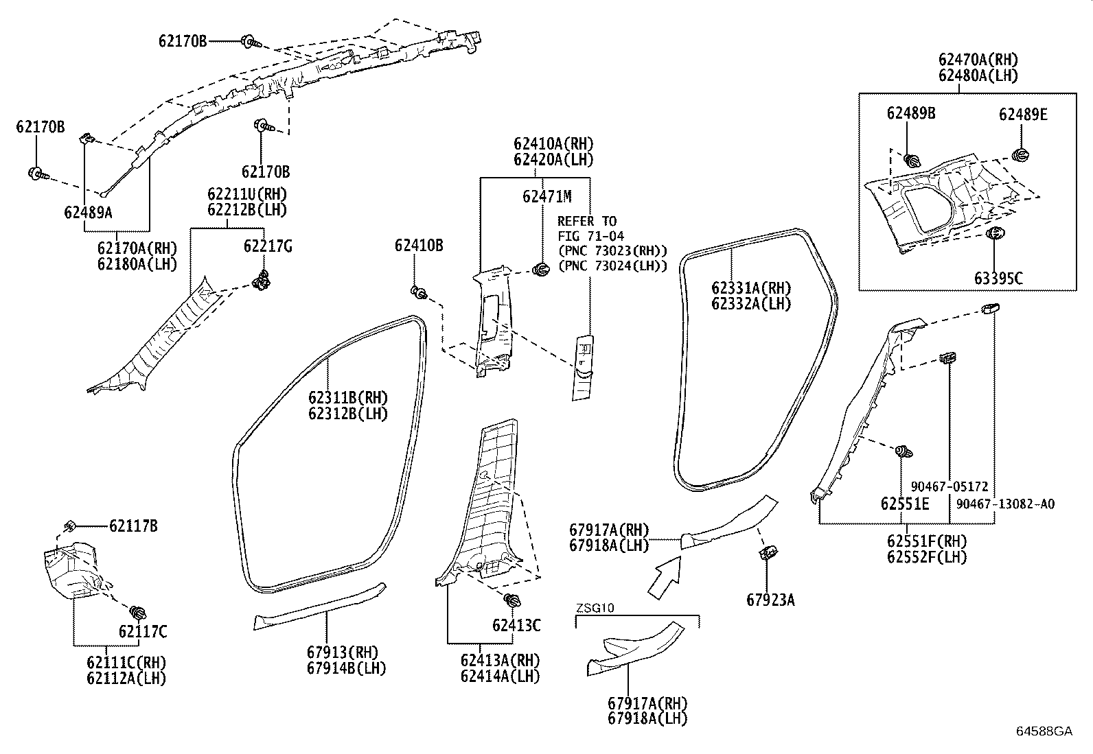 62170-0A010 AIR BAG ASSY, CURTAIN SHIELD, RH product image