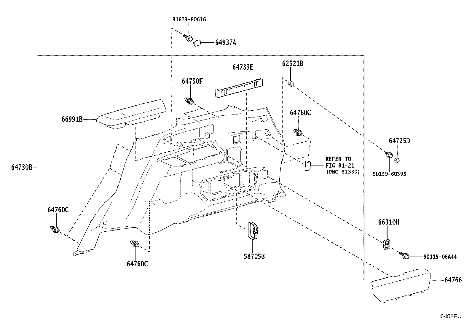 62170-35060 AIR BAG ASSY, CURTAIN SHIELD, RH product image
