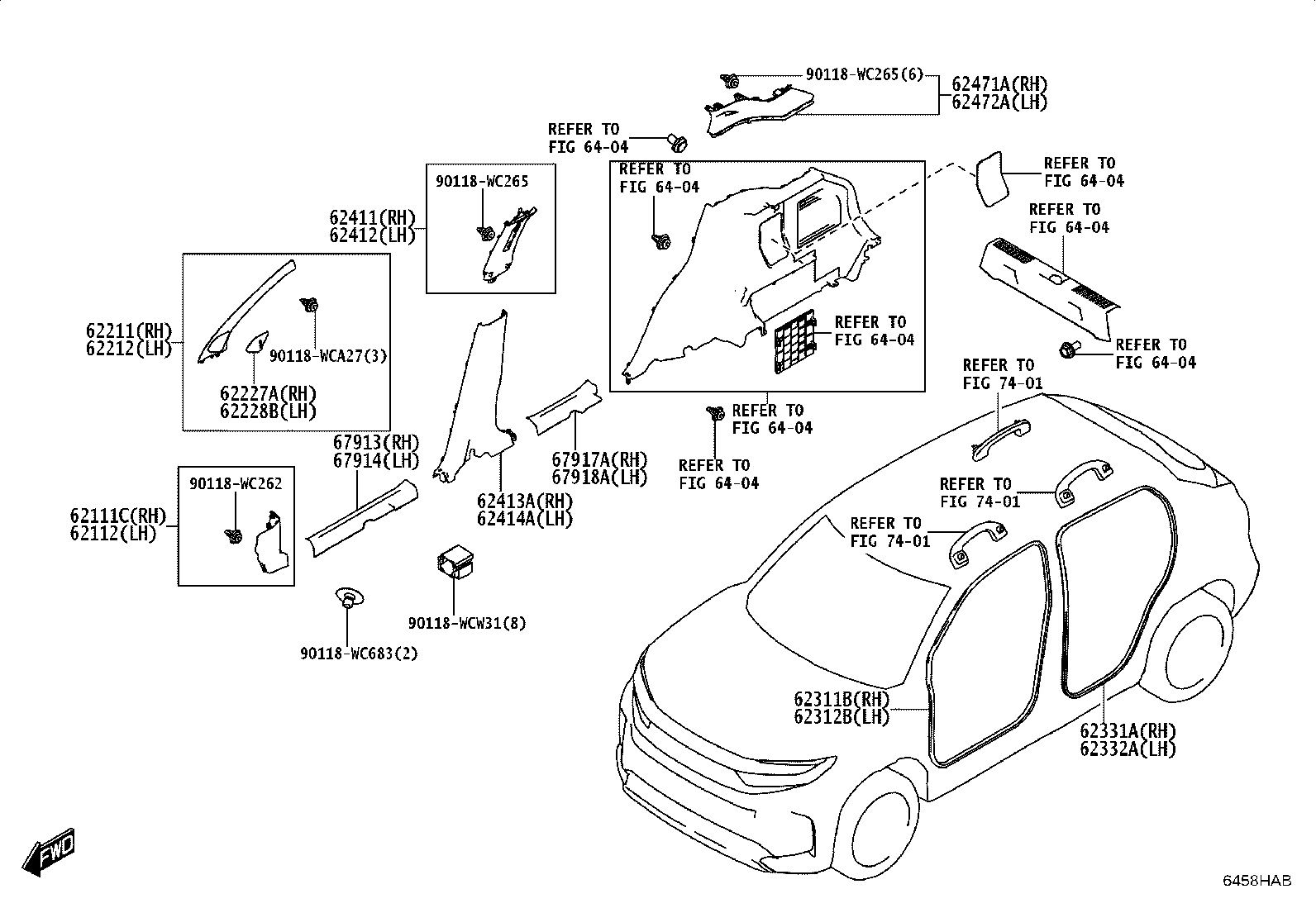 62331-WC010 WEATHERSTRIP, REAR DOOR OPENING TRIM, RH product image
