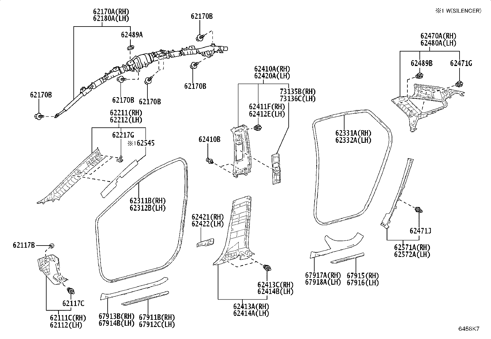 62170-03010 AIR BAG ASSY, CURTAIN SHIELD, RH product image