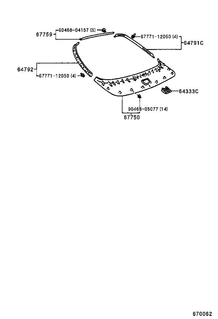 64818-20120 SPACER, BACK DOOR GLASS, NO.1 product image