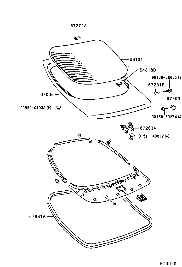 64818-20120 SPACER, BACK DOOR GLASS, NO.1 product image