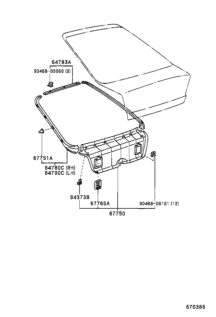 64818-12010 SPACER, BACK DOOR GLASS, NO.1 product image