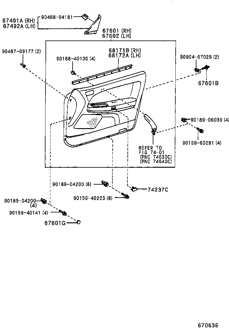67001-30751 PANEL SUB-ASSY, FRONT DOOR, RH product image