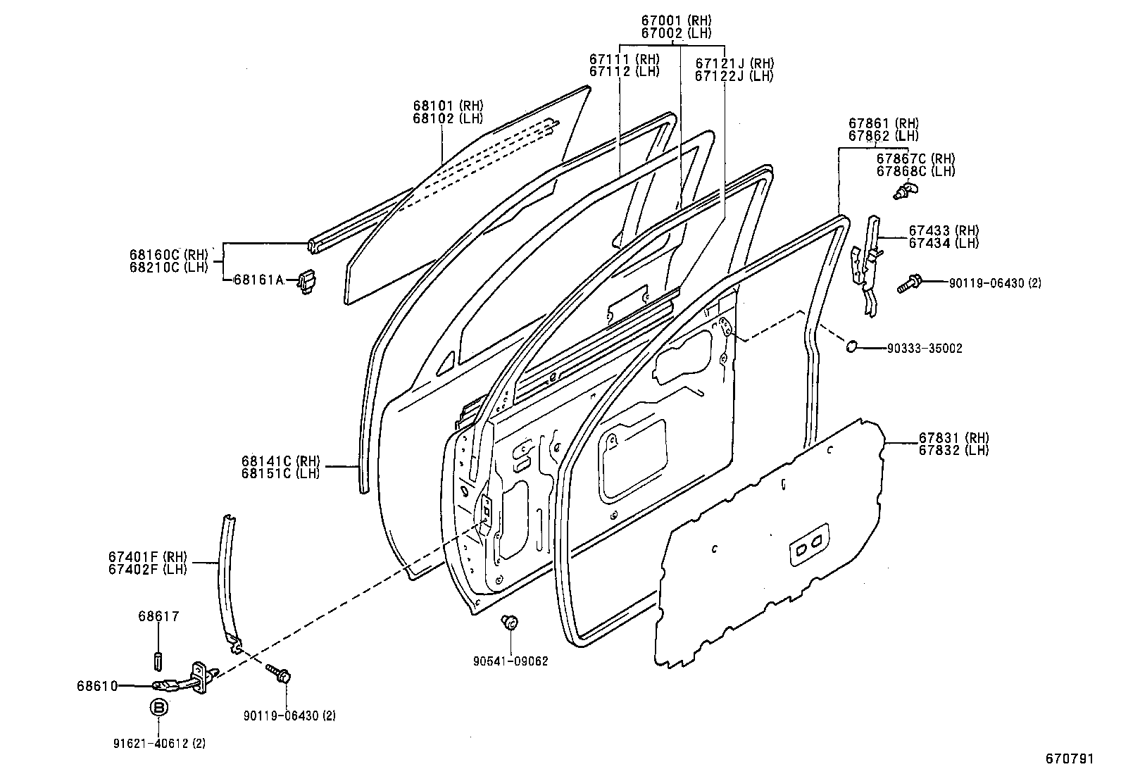 67001-04030 PANEL SUB-ASSY, FRONT DOOR, RH product image