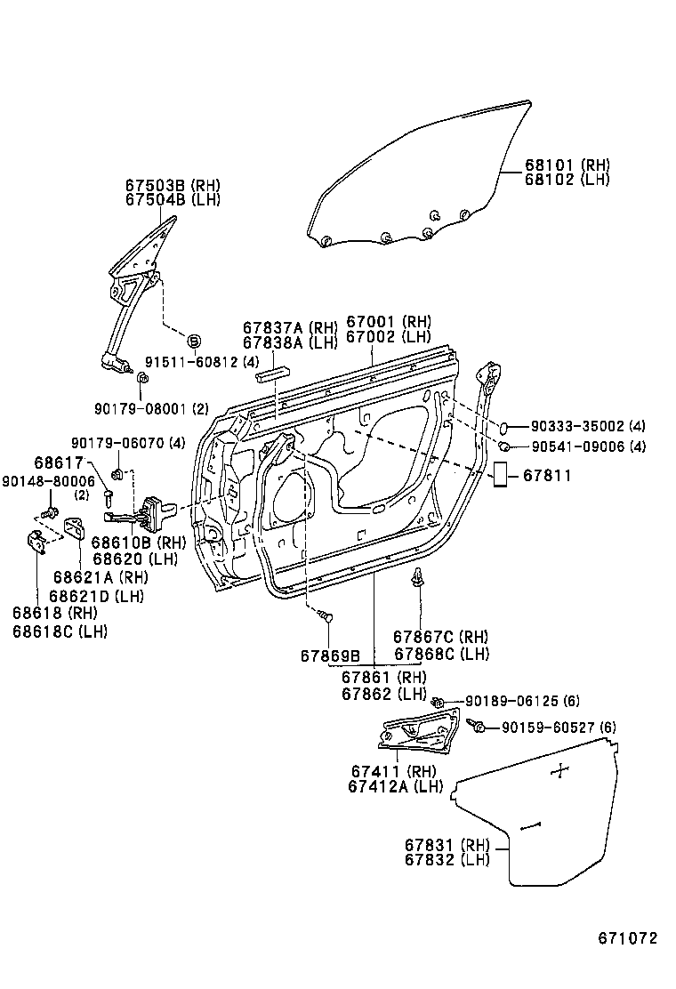 67001-30751 PANEL SUB-ASSY, FRONT DOOR, RH product image