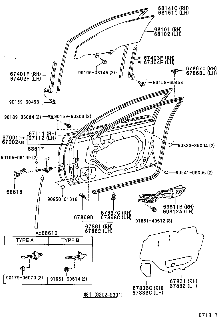 67001-21080 PANEL SUB-ASSY, FRONT DOOR, RH product image