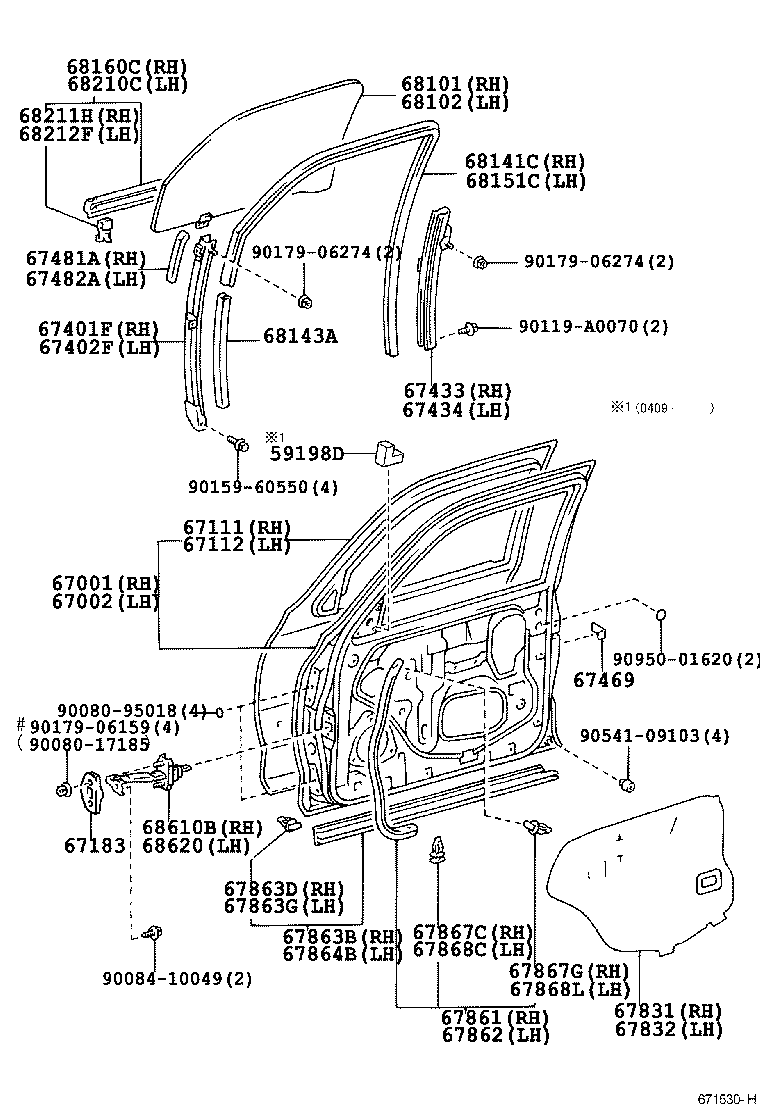 67001-0C080 PANEL SUB-ASSY, FRONT DOOR, RH product image