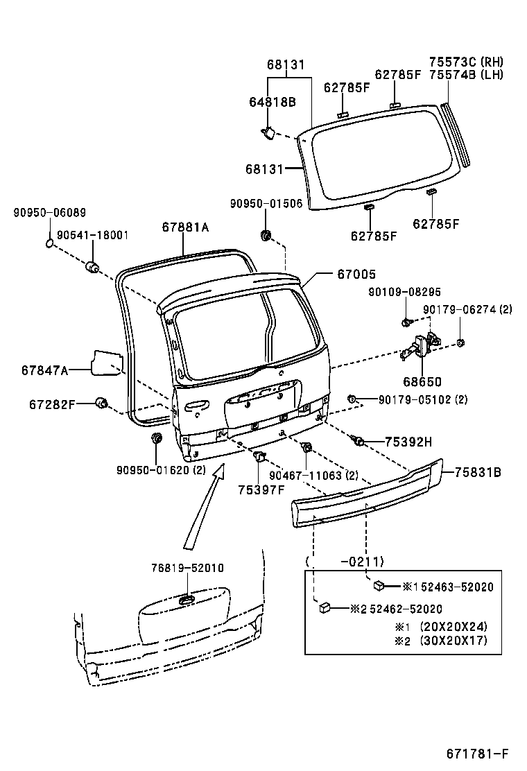 64818-52010 SPACER, BACK DOOR GLASS, NO.1 product image
