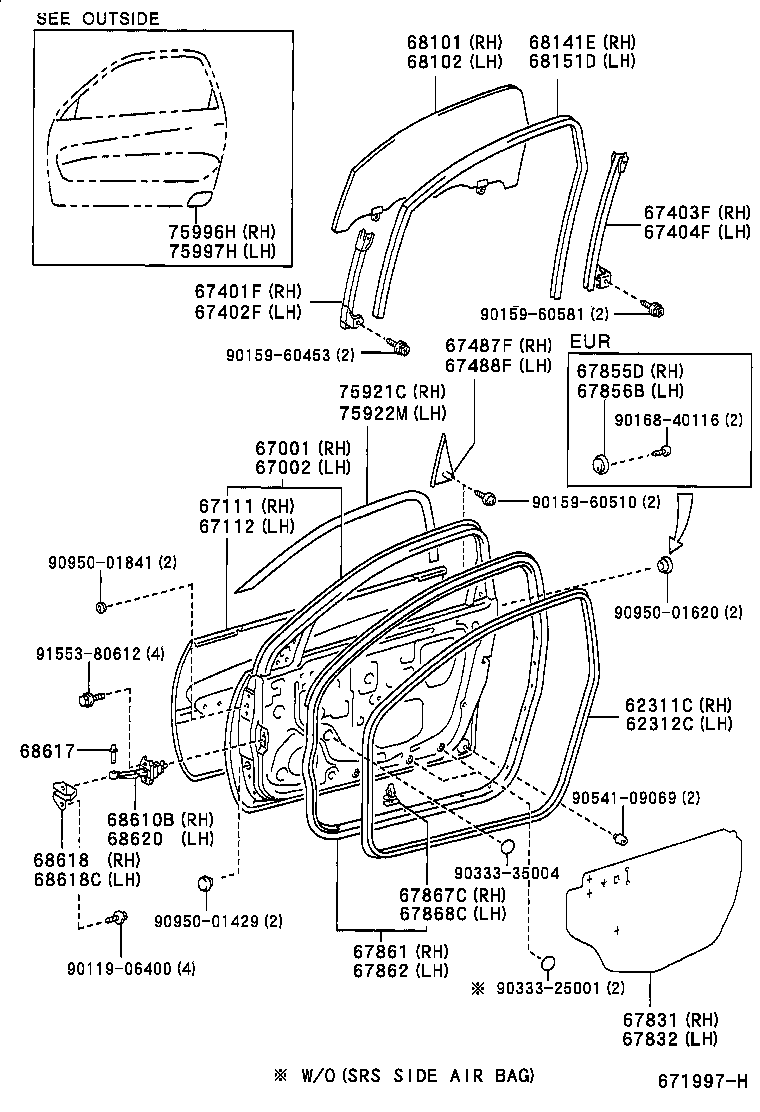 67001-42100 PANEL SUB-ASSY, FRONT DOOR, RH product image