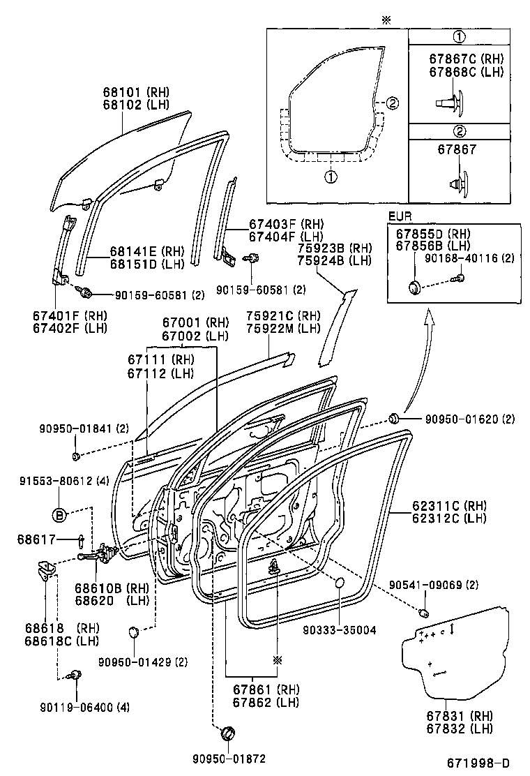 67001-42100 PANEL SUB-ASSY, FRONT DOOR, RH product image