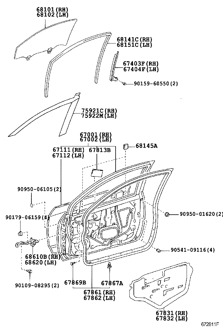 67111-02080 PANEL, FRONT DOOR, OUTER RH product image