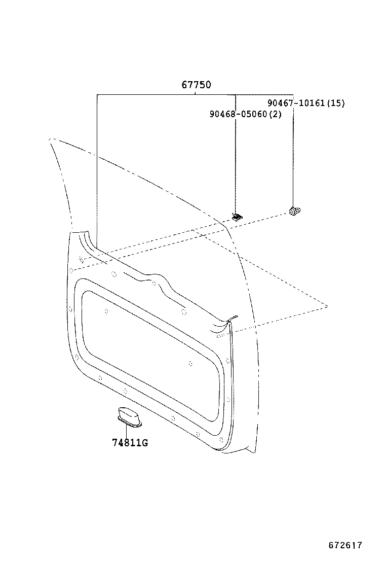 64818-28010 SPACER, BACK DOOR GLASS, NO.1 product image
