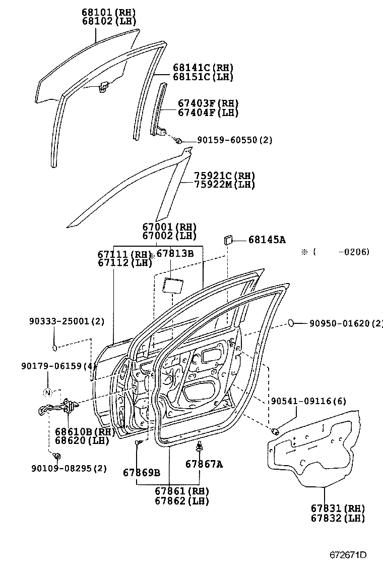 67111-02070 PANEL, FRONT DOOR, OUTER RH product image