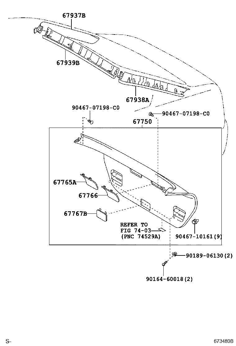 64818-21040 SPACER, BACK DOOR GLASS, NO.1 product image