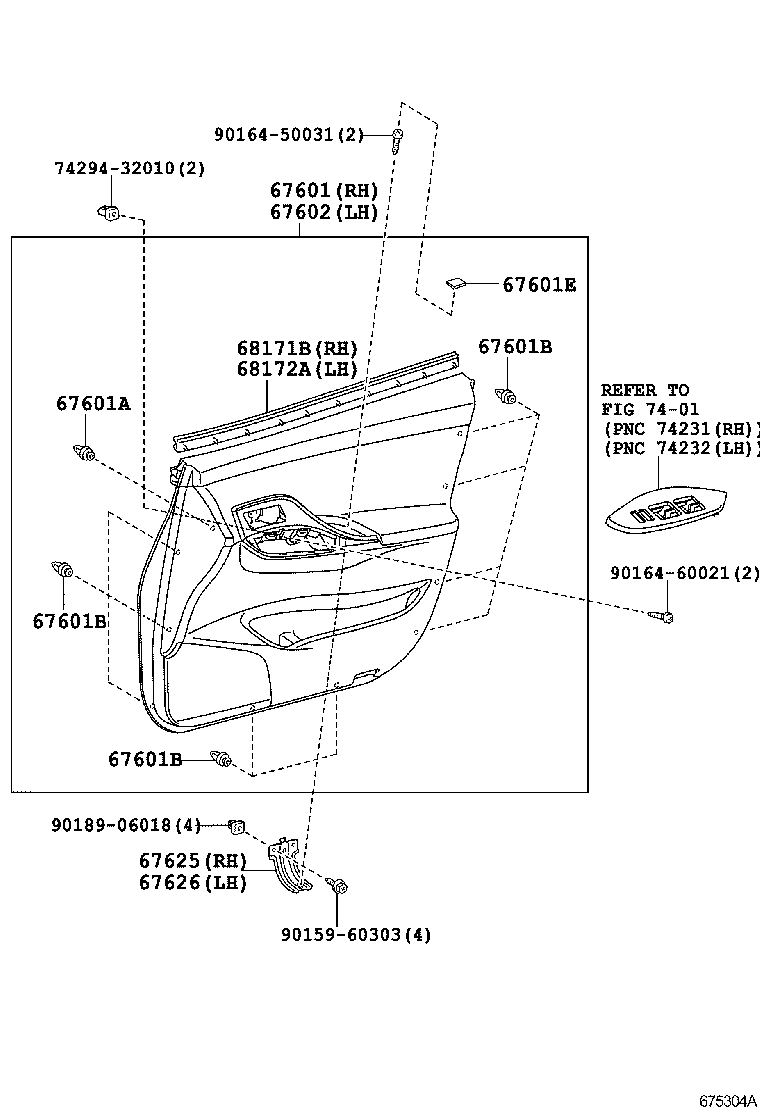 67001-72011 PANEL SUB-ASSY, FRONT DOOR, RH product image