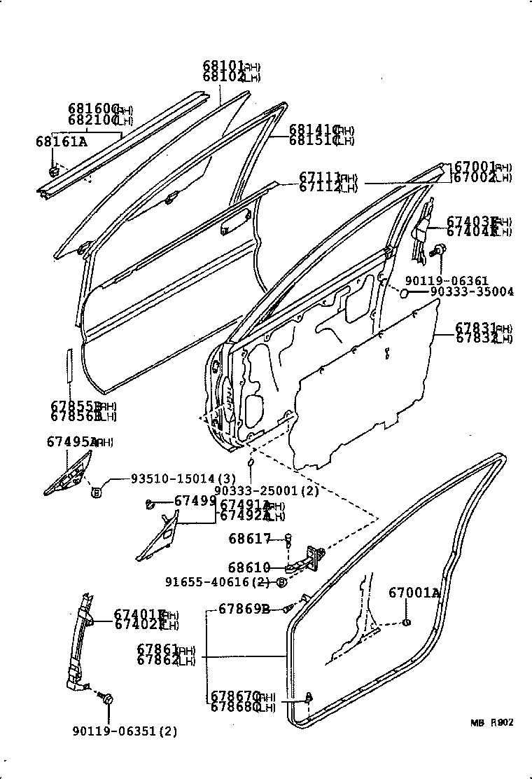 67771-02030 RETAINER, DOOR TRIM, RH product image